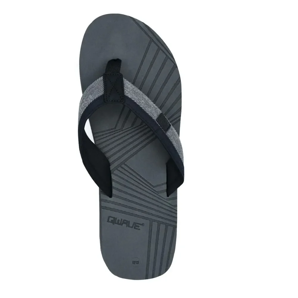 Men's Grey Heathered Strap Geometric Etched Footbed Sport Flip Flops Size 10.5